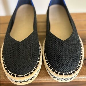 Rothy's Black and Cream Espadrille Flat